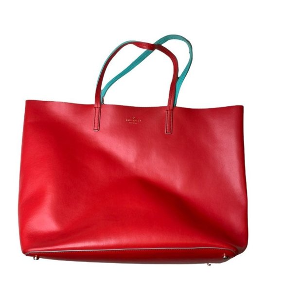 kate spade Handbags - Kate Spade New York Red and Giverny Blue Ivy Drive Len Leather Tote Bag. flawed